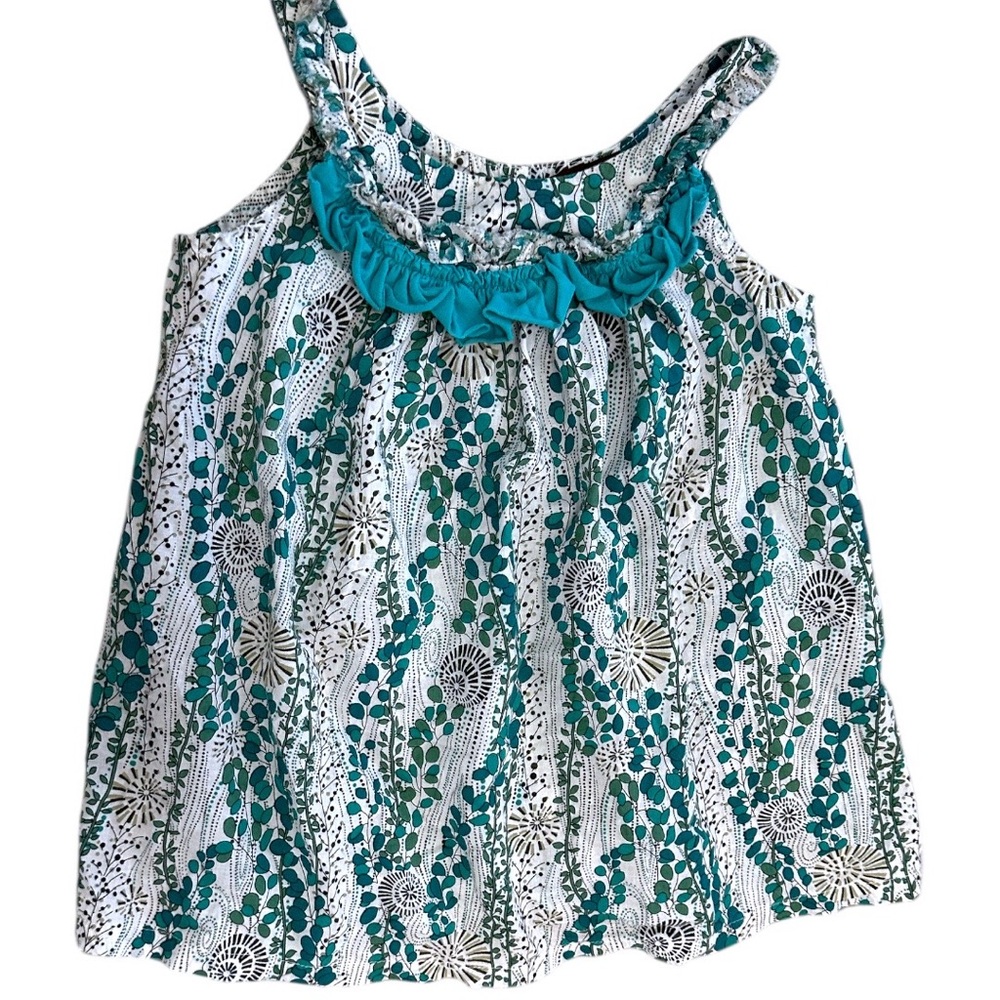 Rabbit Moon Toddler Girl Bohemian Floral Print Ruffle Sleeveless Blouse 4T - Picture 3 of 16